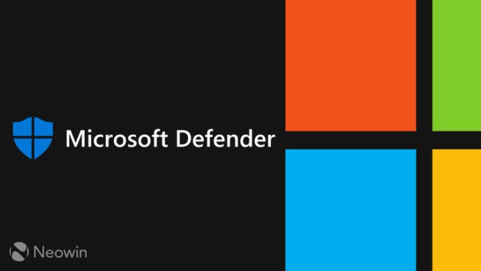 The Microsoft and Microsoft Defender logos over a black background