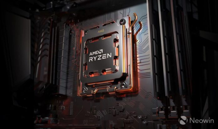 A picture showing an AMD Ryzen 7000 processor inside the AM5 socket