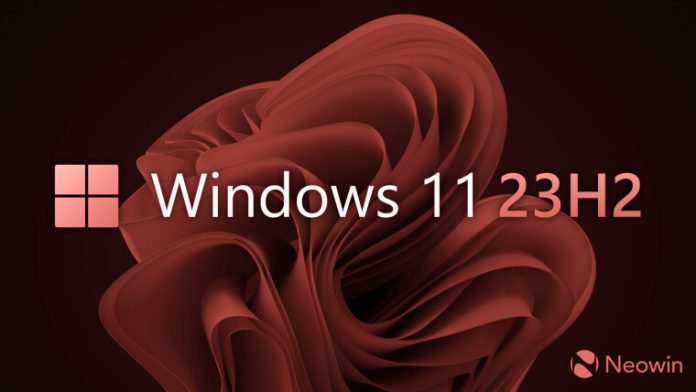 Windows 11 23H2 in red indicating flaw or bug