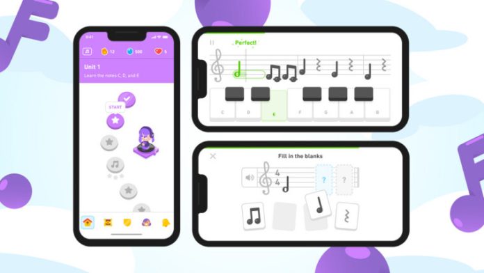 The Duolingo Music course on iOS