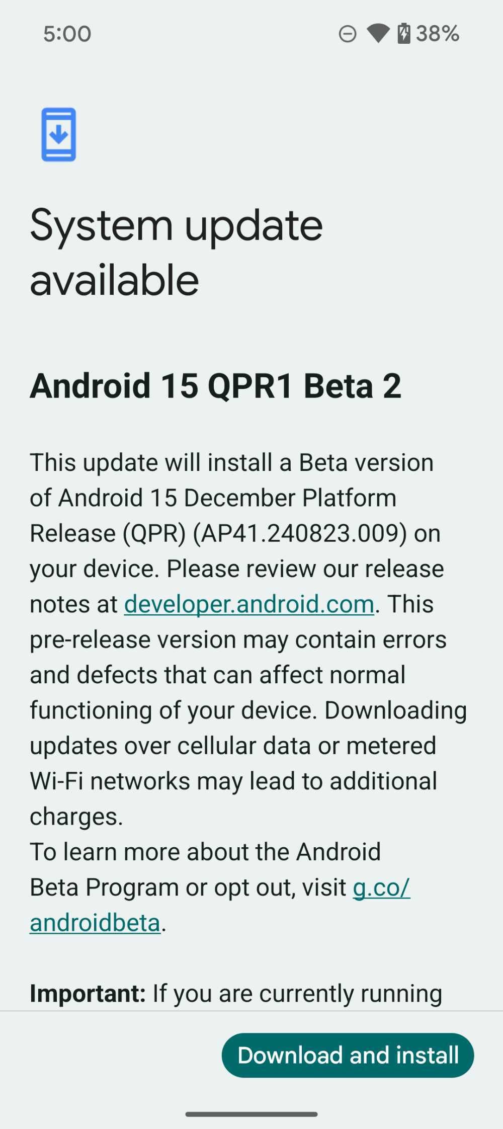 Στιγμιότυπο οθόνης του Android 15 QPR1 beta 2 που κυκλοφορεί στο Pixel 9