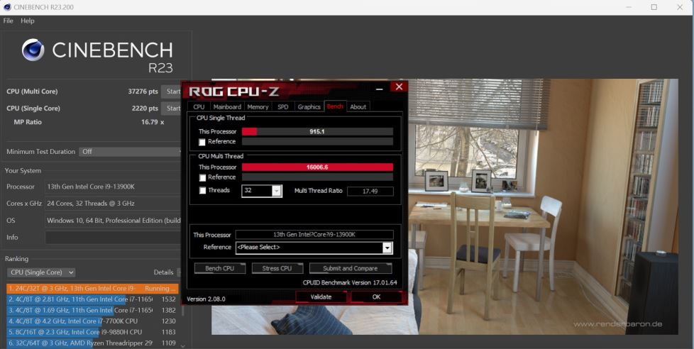 Cinebench R23 i9 13900k 0x12B