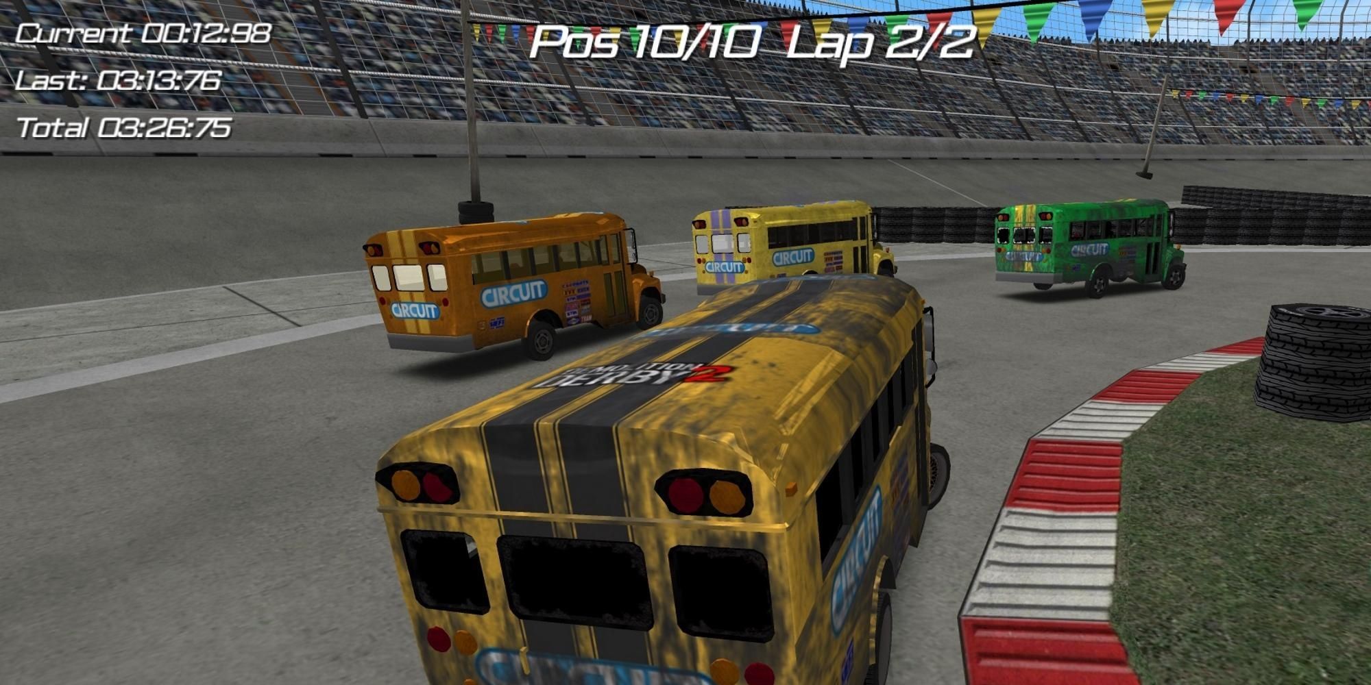 Destruction Derby 2 race, racing at Daytona with school buses