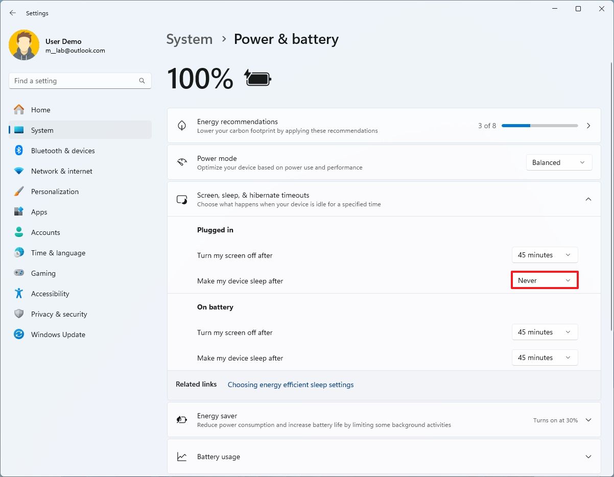 Windows 11 NAS ύπνου