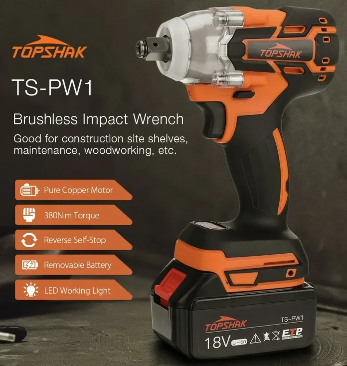 Topshak TS-PW1 : Brushless μπουλονόκλειδο μπαταρίας με κρούση και μπαταρία 1.5Ah με μόλις 32.6€!!