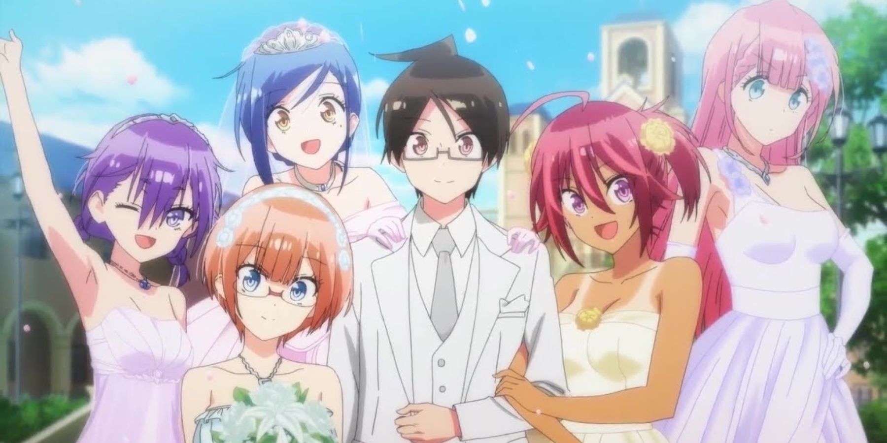 A group of characters posing in We Never Learn Bokuben