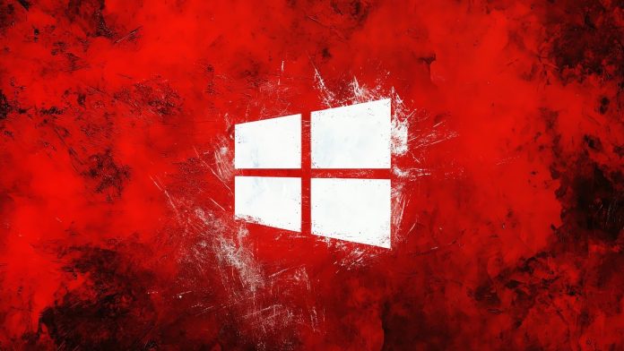 Windows logo with a red background