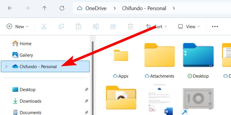 Πρόσβαση στο φάκελο OneDrive στα Windows.