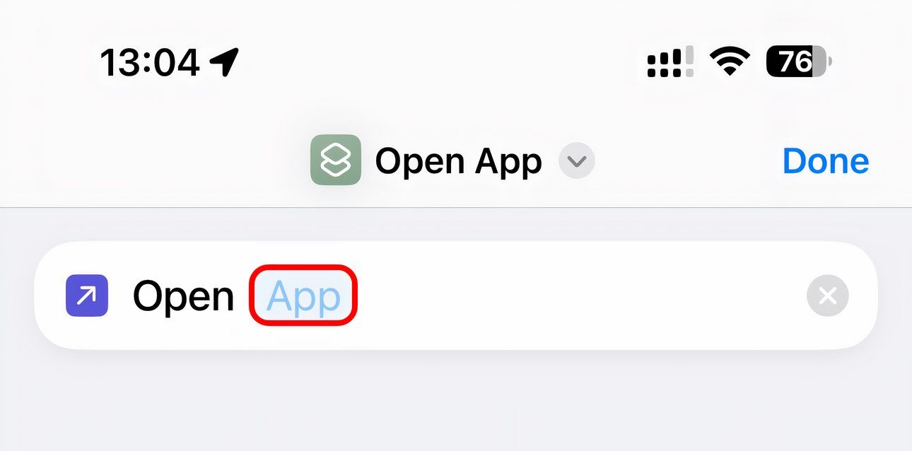 Η ενέργεια Open App στην εφαρμογή Συντομεύσεις του iPhone.