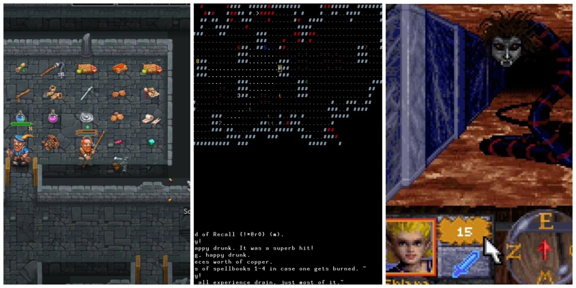 ADOM, Angband, Dungeon Hack