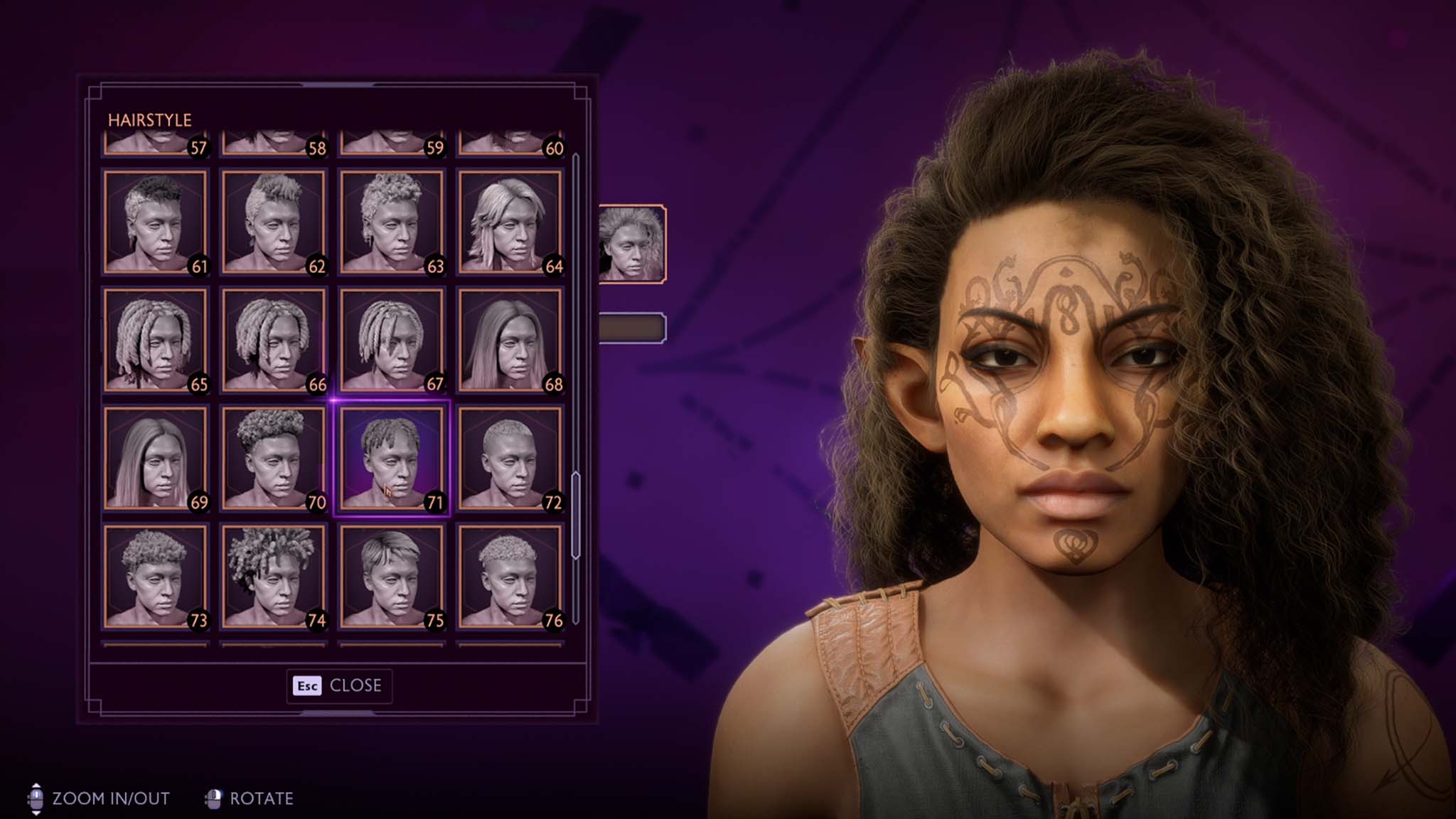 Dragon Age: The Veilguard character creator hairstyles.