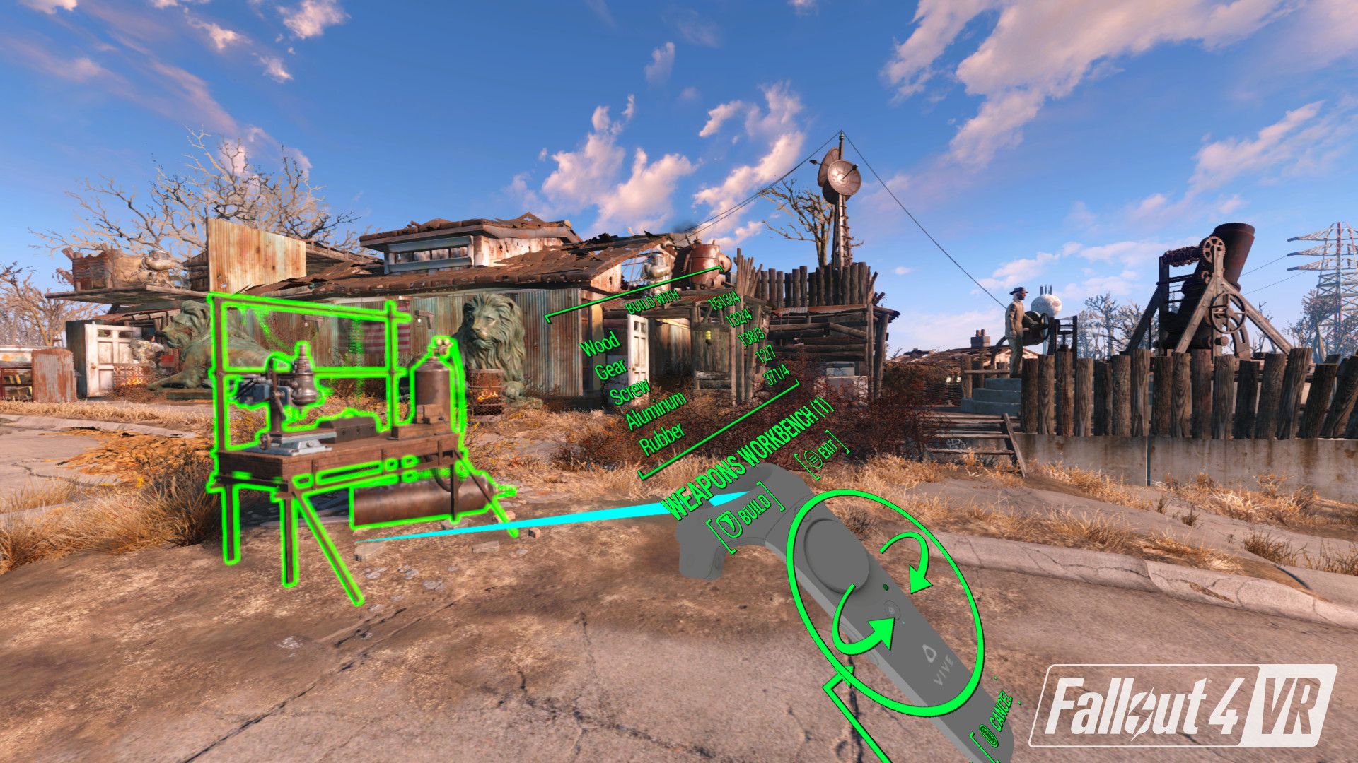 Το μενού για τον πάγκο εργασίας όπλων στο Fallout 4 VR.