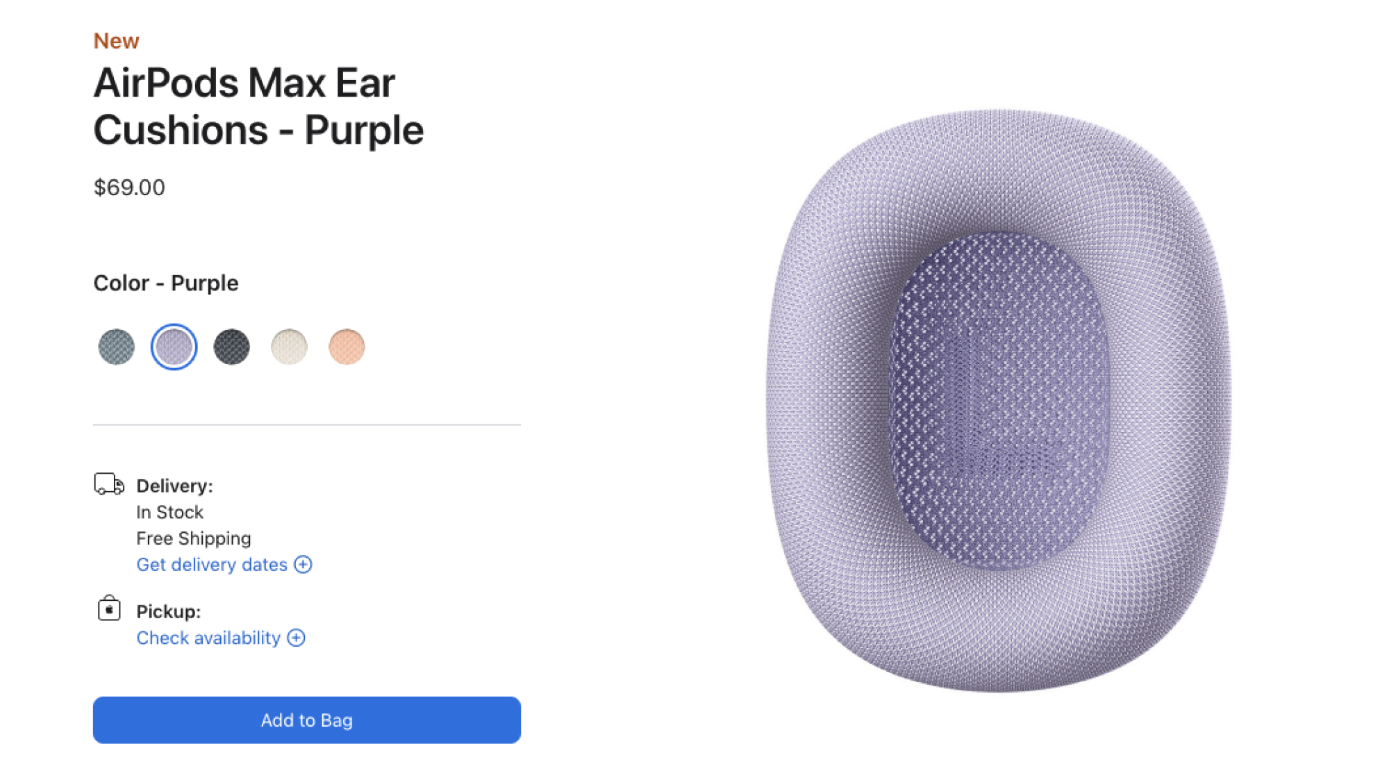 Μαξιλάρι αυτιού AirPods Max σε μωβ