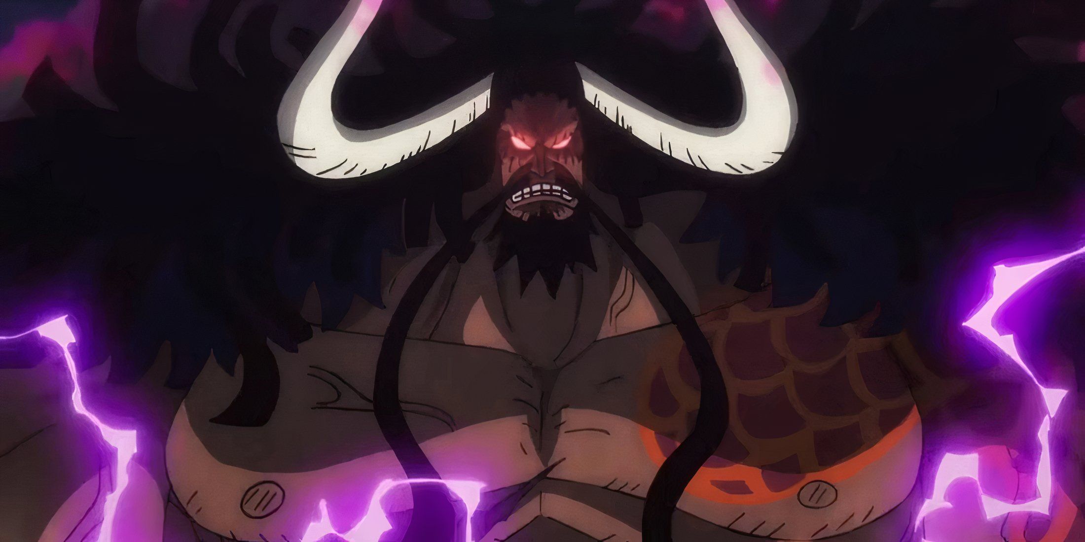 Ο Kaido Red-eyed από το One Piece κοιτάζει το Gear 5th Luffy