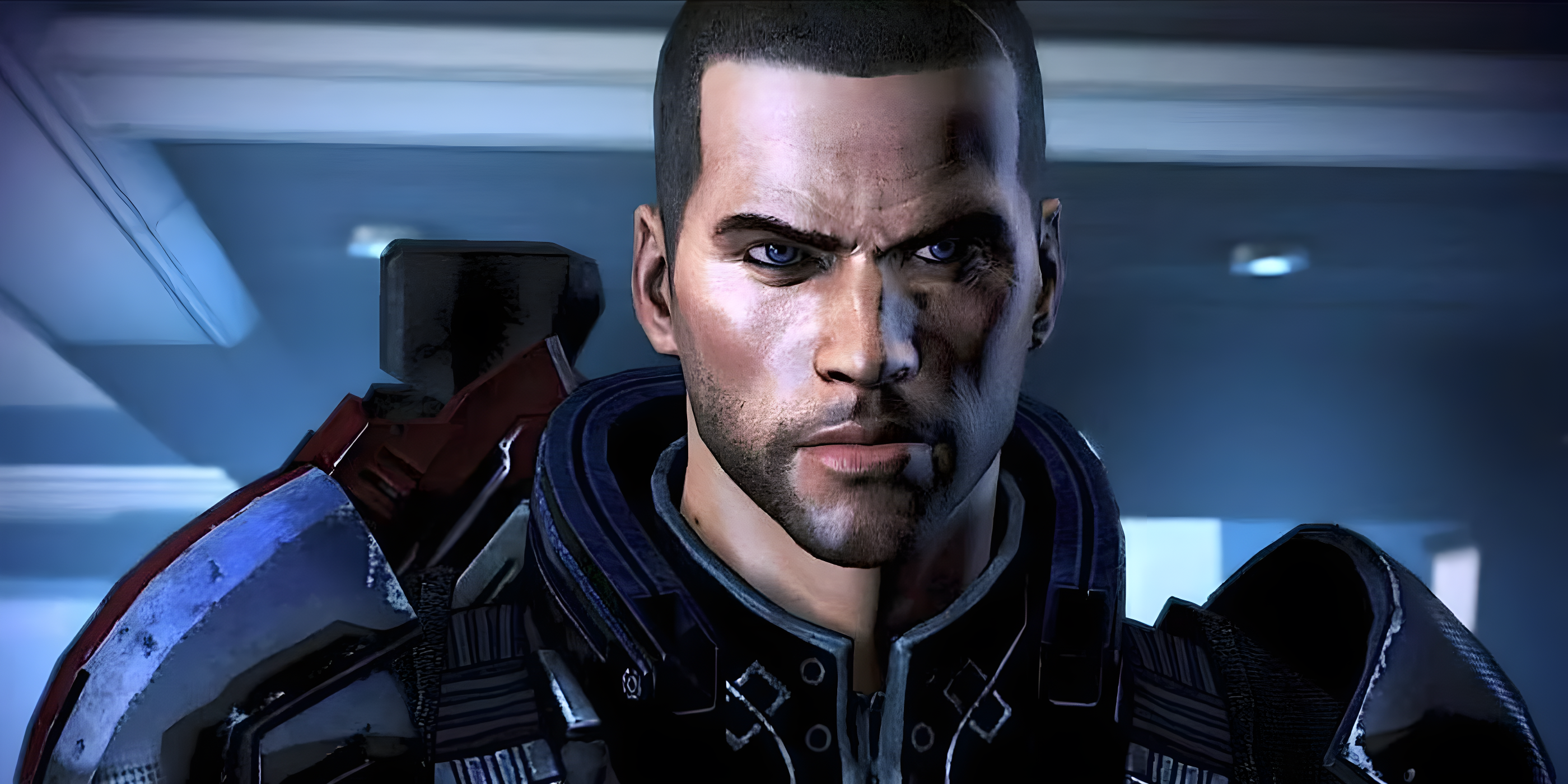 Mass Effect 3 Commander Shepard Male που κοιτάζει μέσα στην κάμερα