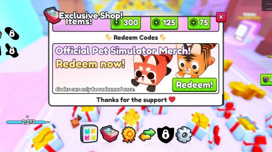 Το παιχνίδι Pet Simulator 99 που δείχνει πώς να εξαργυρώσετε κωδικούς.