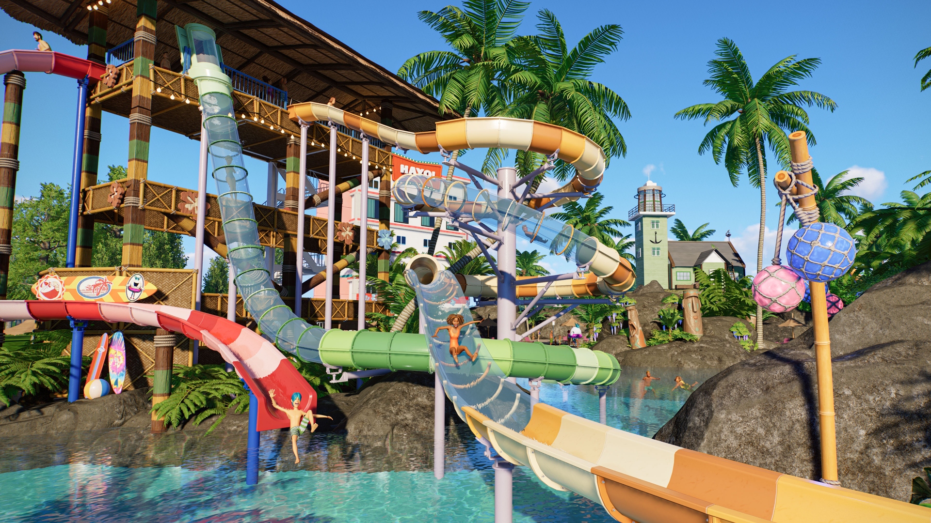 Planet Coaster 2 Παιχνίδι στρατηγικής Steam: Μια μικρή πισίνα και ρέει νερό στο παιχνίδι στρατηγικής Planet Coaster 2