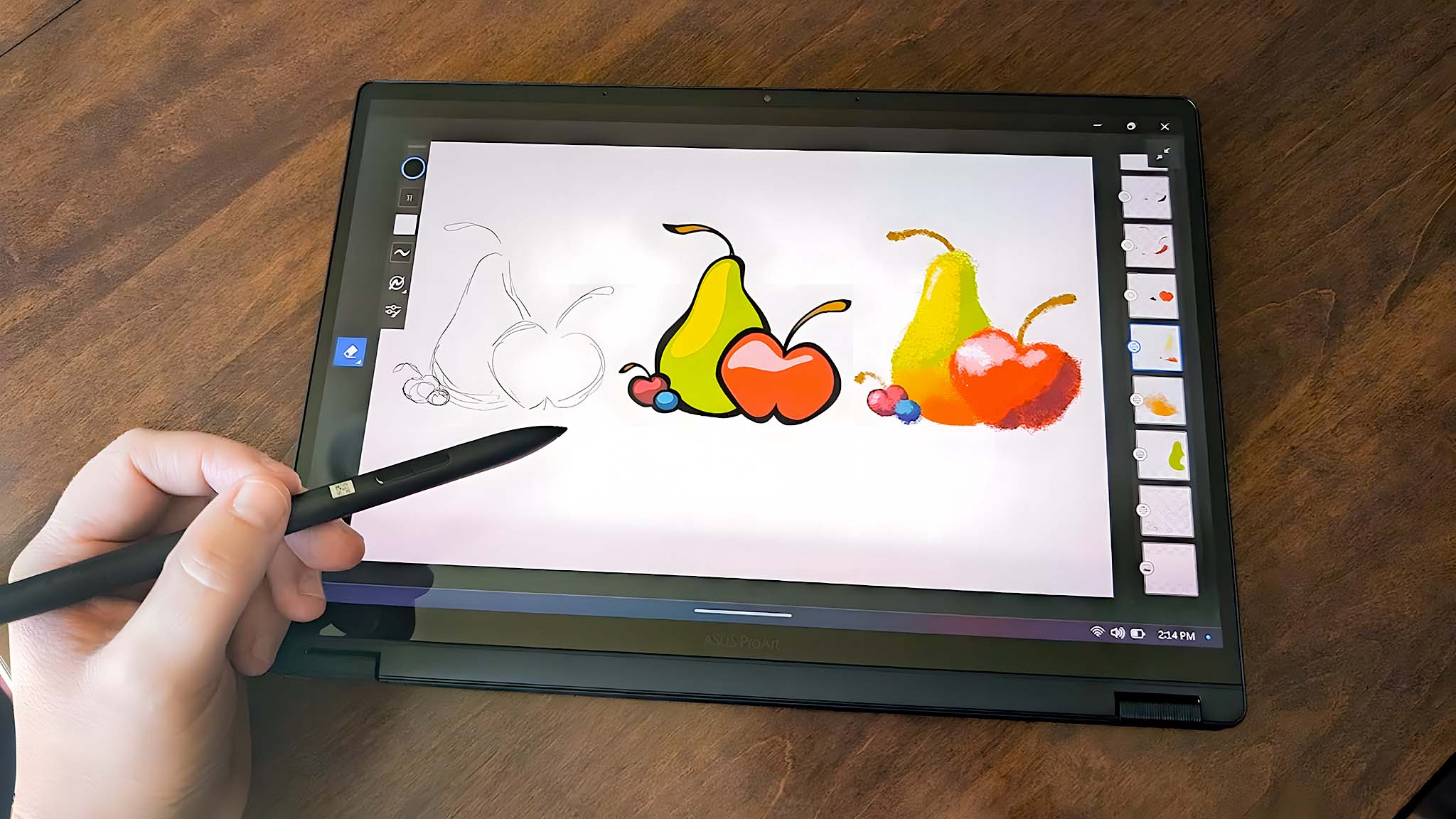 ASUS ProArt PX13 drawing in tablet mode.