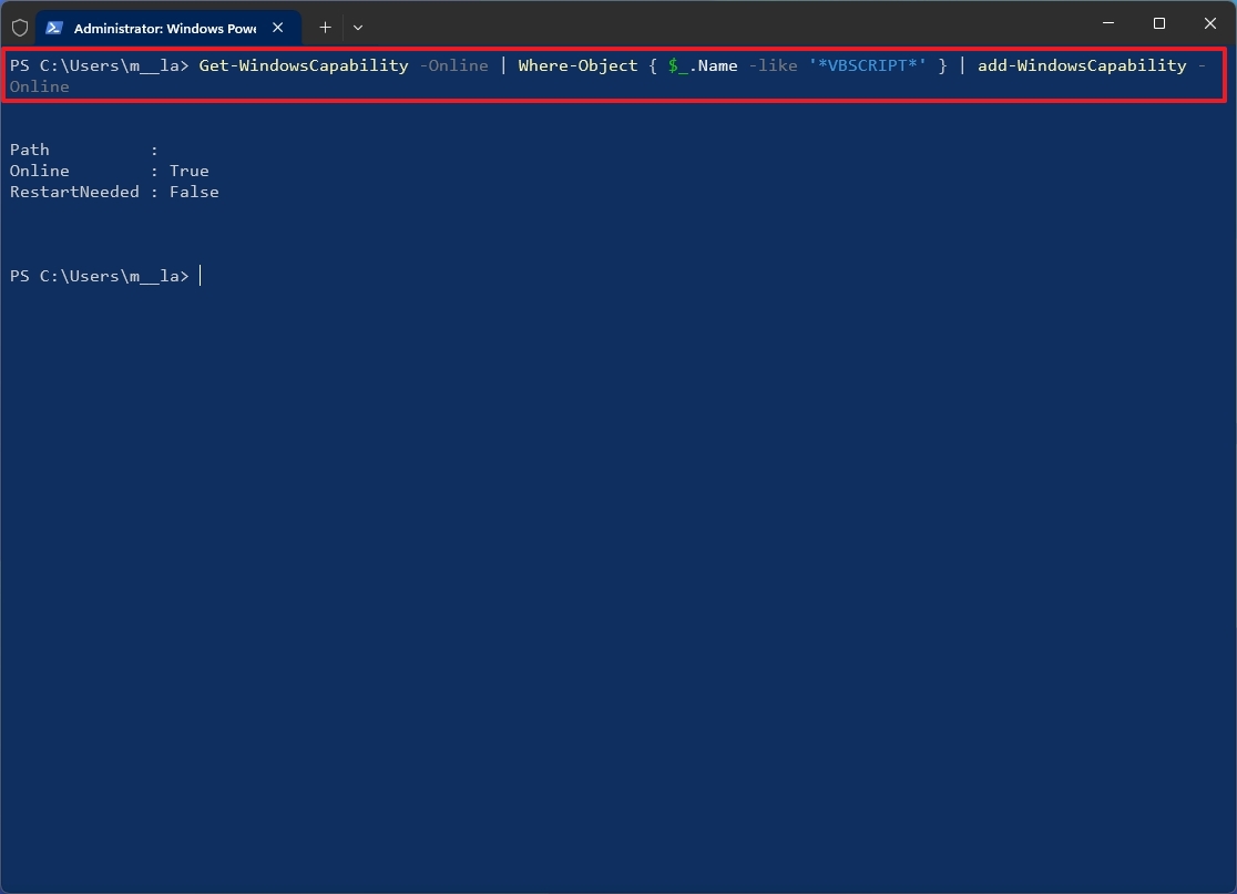 Το PowerShell πρόσθεσε VBScript