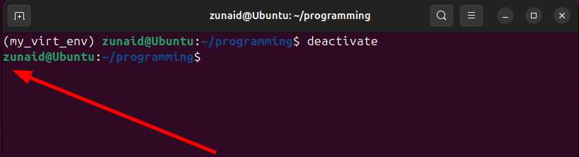 Το εικονικό περιβάλλον απενεργοποιήθηκε επιτυχώς στο Linux.