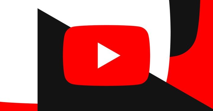 YouTube’s logo with geometric design in the background