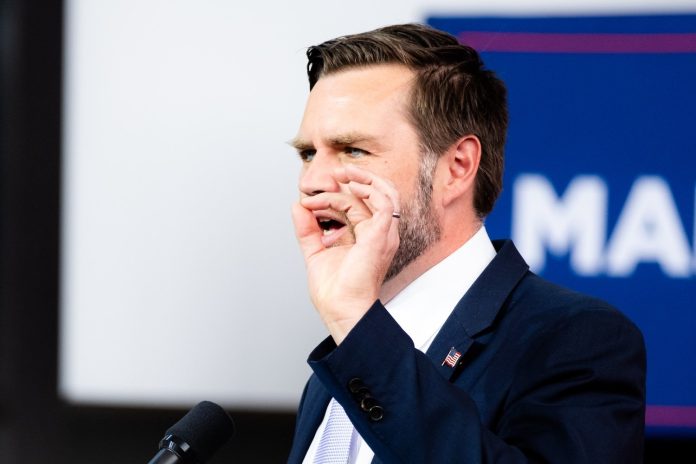 JD Vance, the Republican Vice Presidential nominee, speaks at a rally in Raleigh, North Carolina, on September 18, 2024.