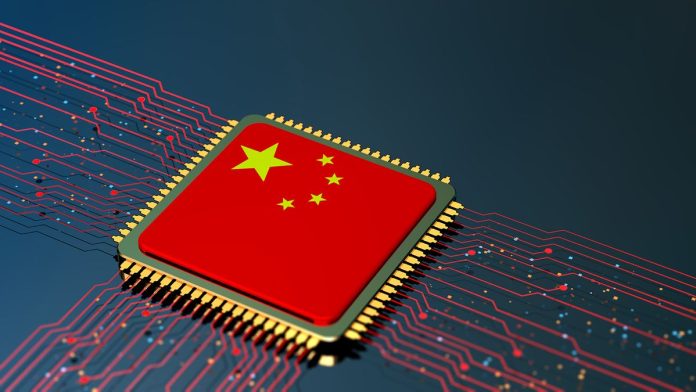 CPU with Chinese flag concept