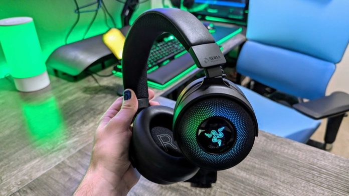 Image of the Razer Kraken V4 Pro wireless gaming headset.