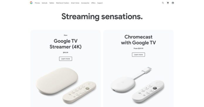 Το Google Store τοποθετεί το Chromecast με το Google TV δίπλα στο Streamer
