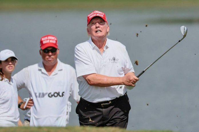 Donald Trump,, seen golfing in Doral, Florida, on Oct. 27, 2022.