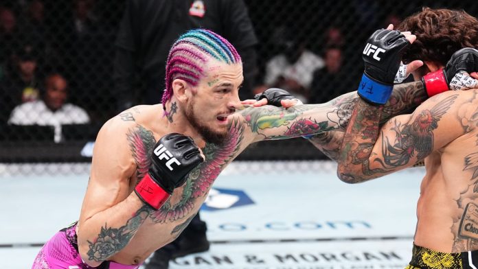 Sean O&#039;Malley, sporting an outlandish rainbow-colored braided hairstyle, punches out ahead of the UFC 306 live stream 