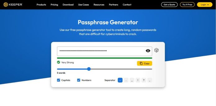 The Keeper Passphrase Generator for desktop.