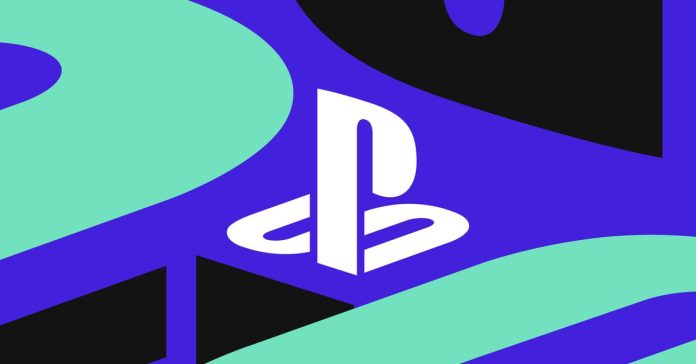 An illustration of the PlaySation “PS” logo overlayed on swooping blue and teal colors